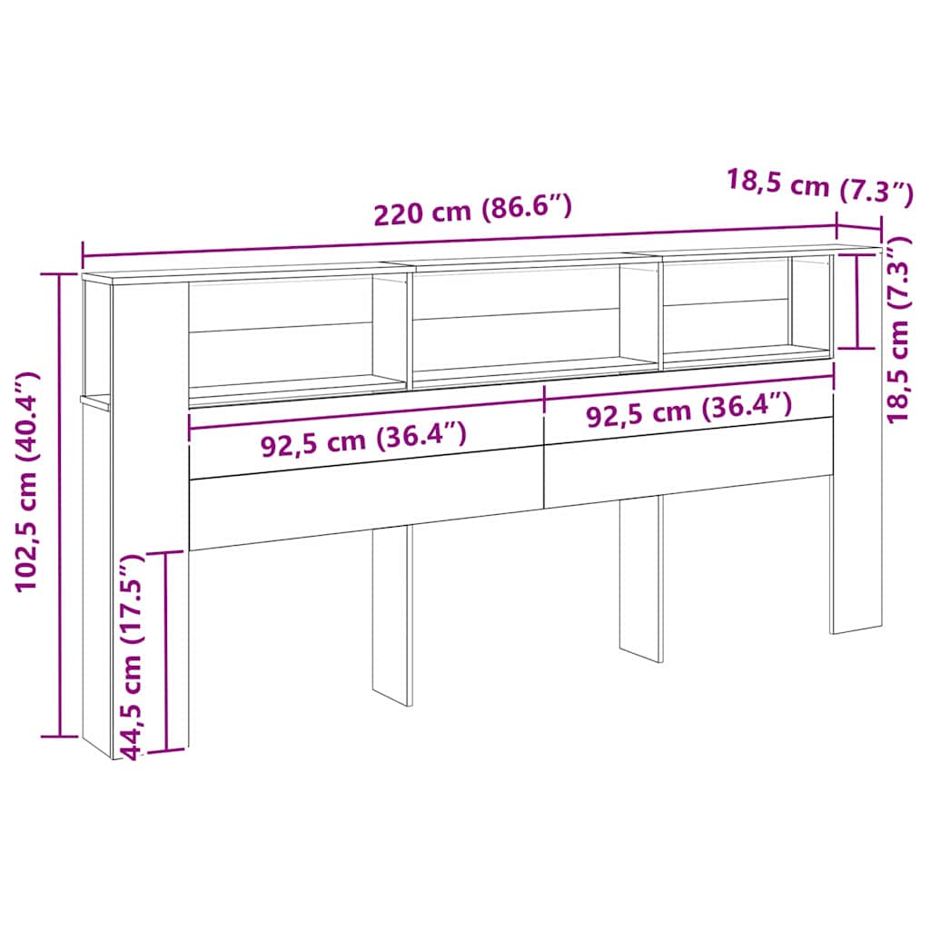 Headboard Cabinet 220 x 18,5 x 104,5 cm Engineered wood