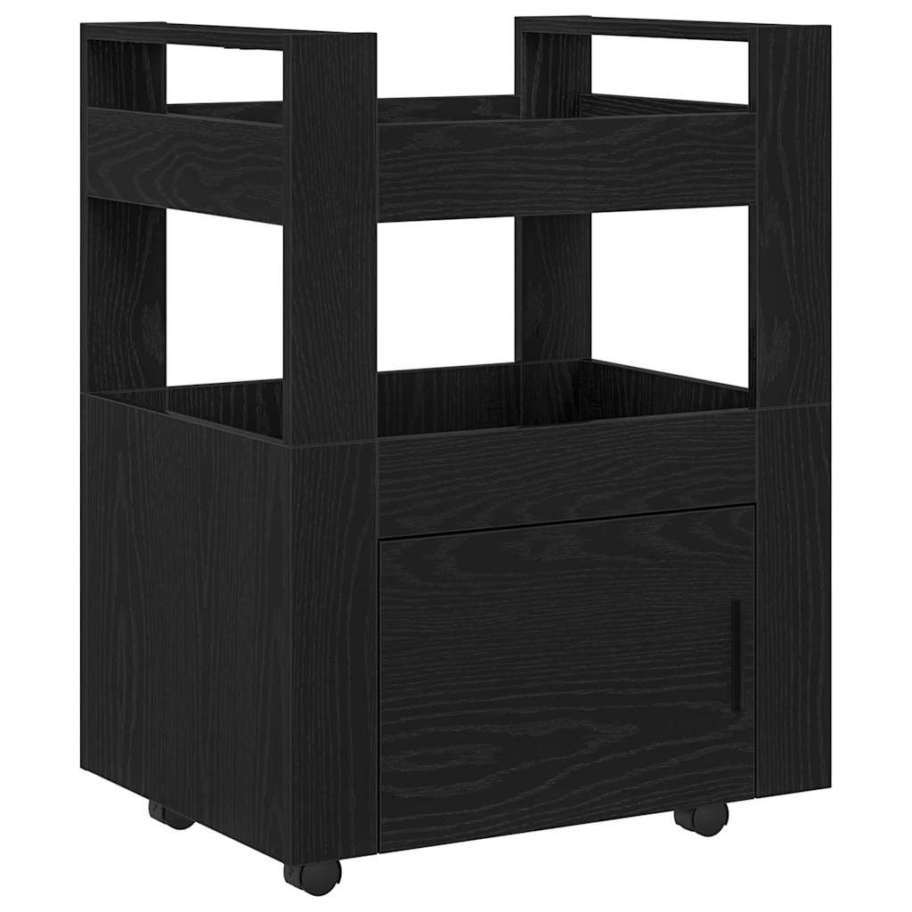 Kitchen Trolley Black oak 60 x 45 x 80 cm Engineered wood
