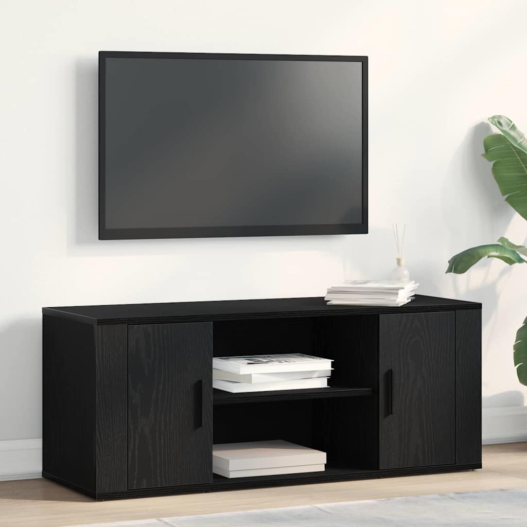 TV Cabinet Black oak 100 x 35 x 40 cm Engineered wood