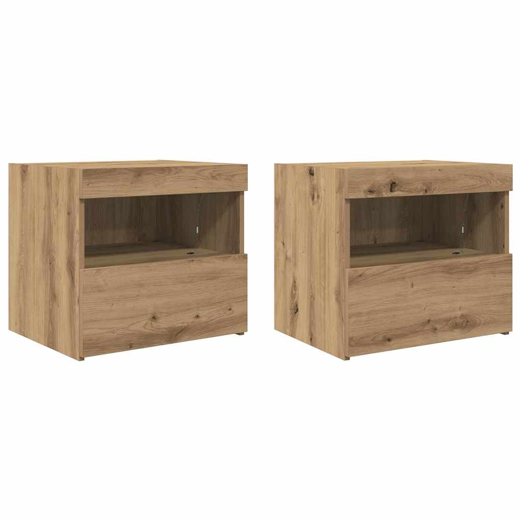 Bedside Cabinet with Drawer 2 pcs Artisan oak 50 x 40 x 45 cm