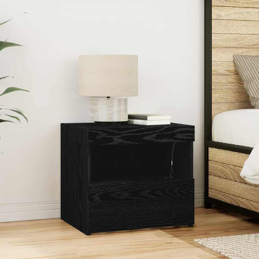 Bedside Cabinet Black oak 50 x 40 x 45 cm Engineered wood