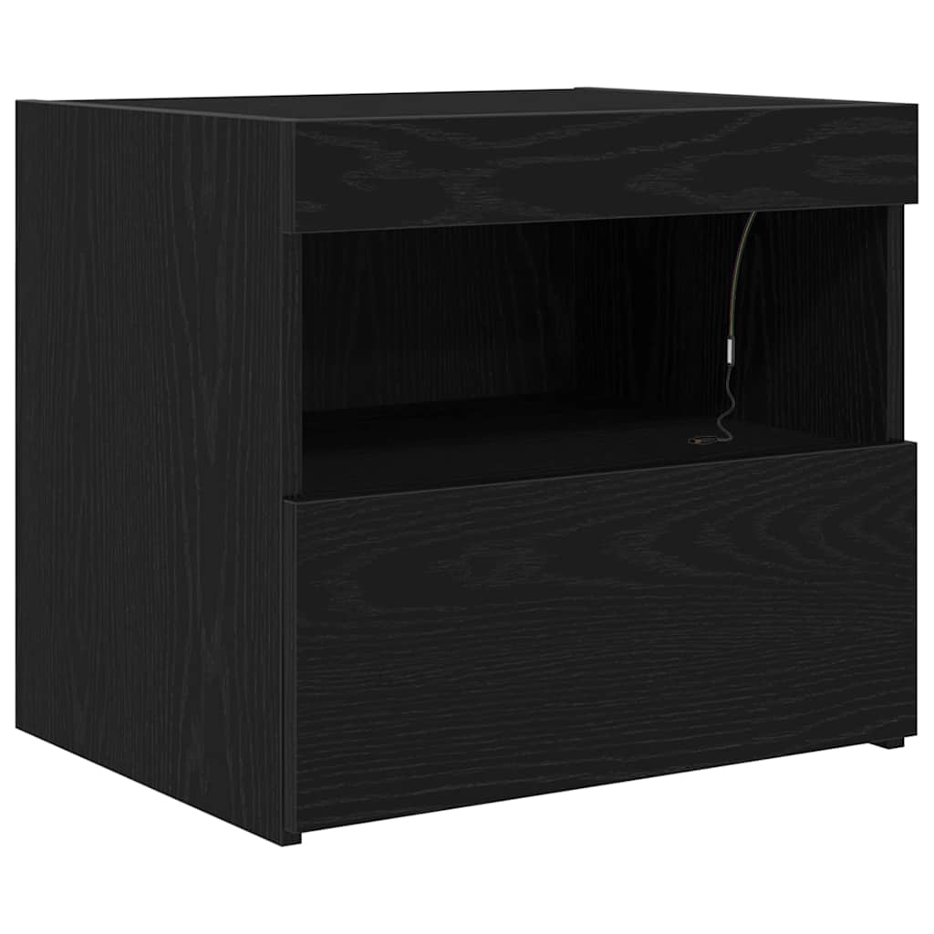 Bedside Cabinet Black oak 50 x 40 x 45 cm Engineered wood
