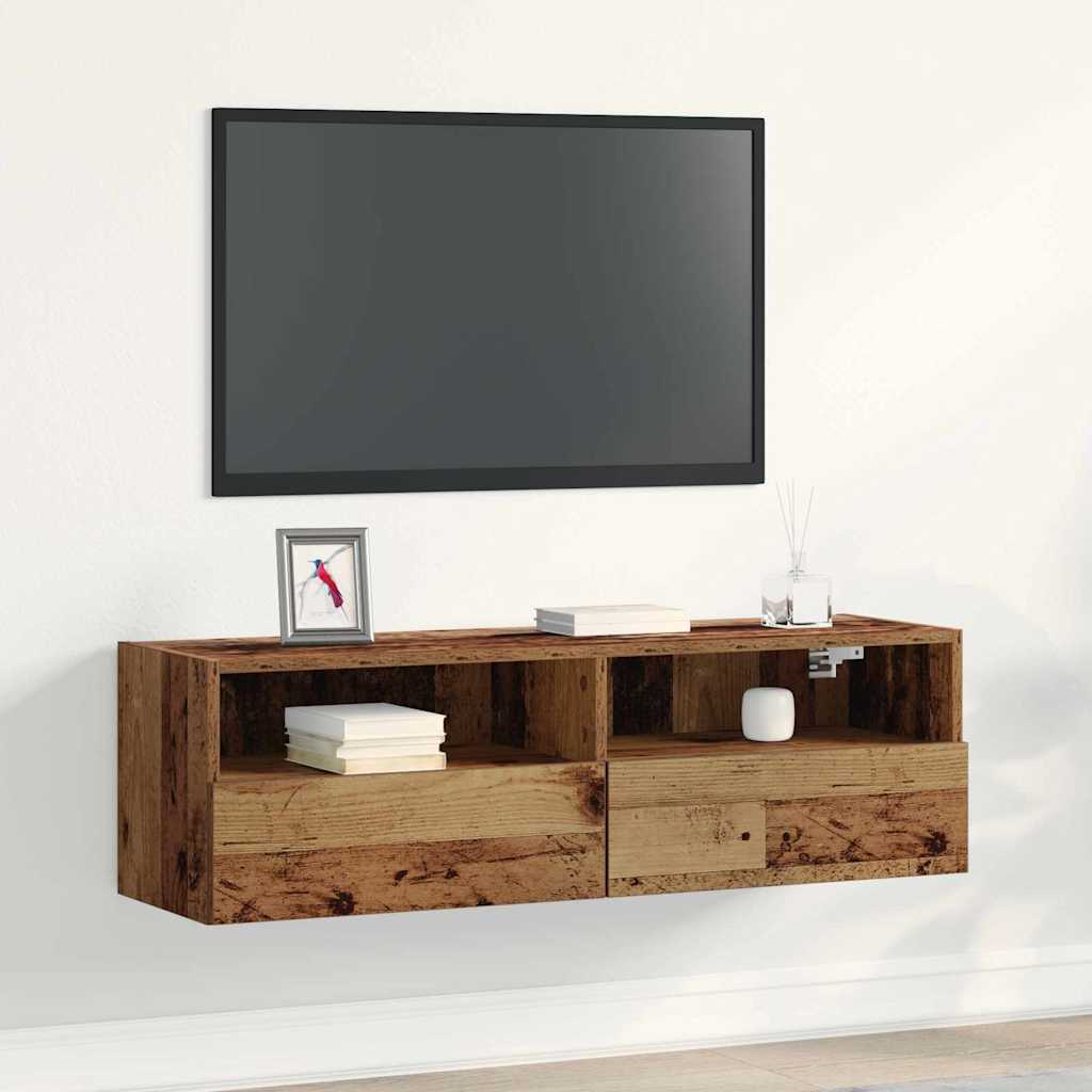 TV Wall Cabinet Old wood 100x30x30cm Engineered Wood