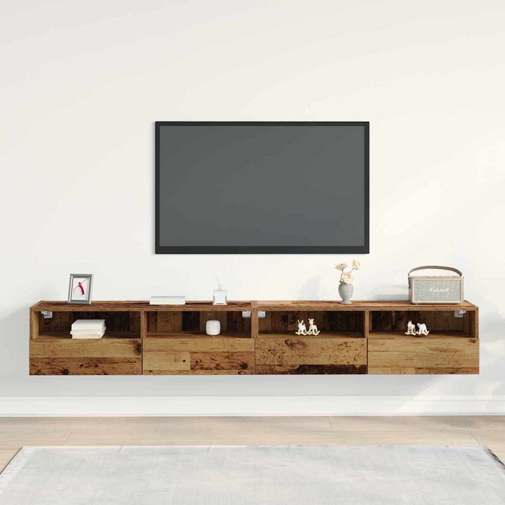 TV Wall Cabinet 2 pcs Old Wood 100x30x30cm Engineered Wood