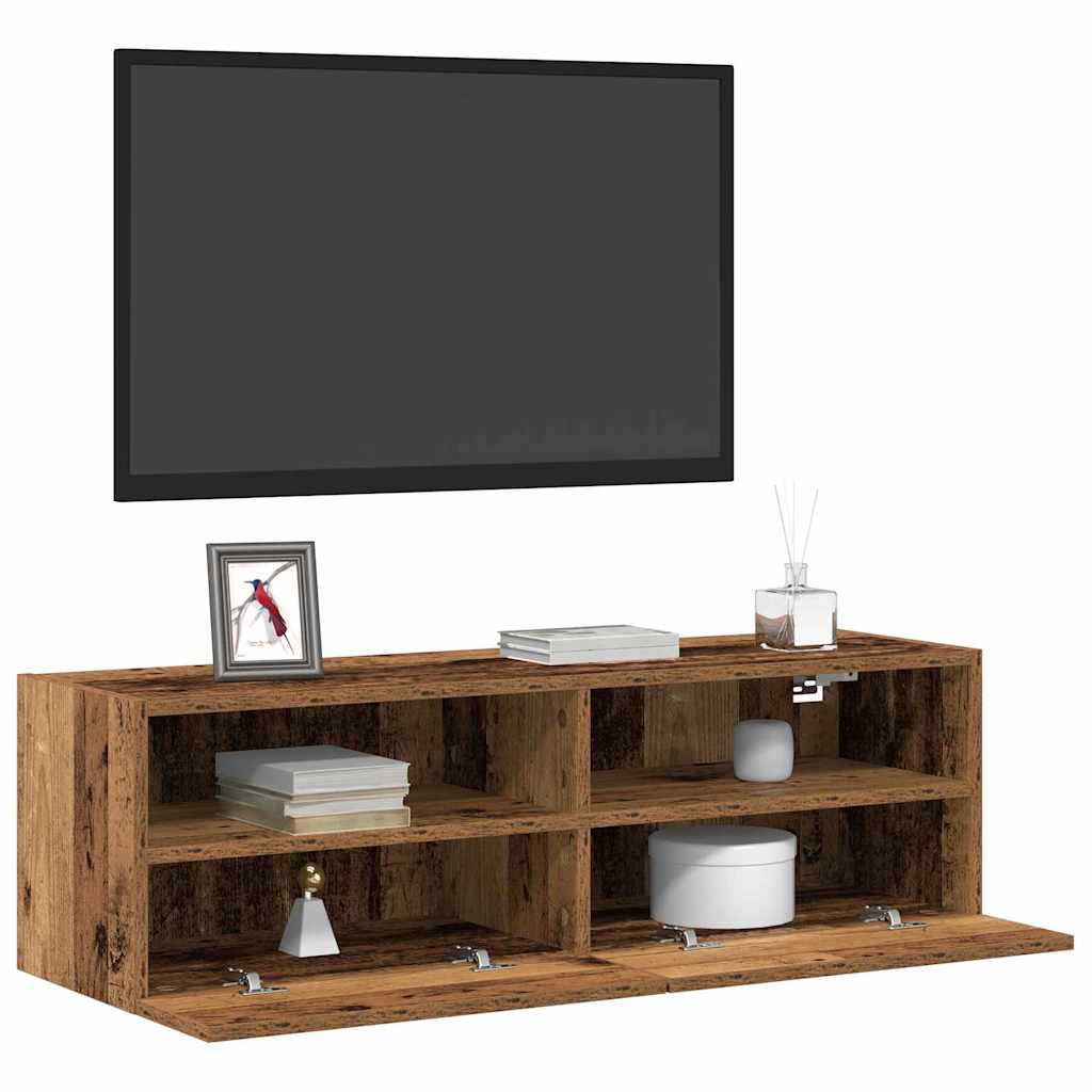 TV Wall Cabinet 2 pcs Old Wood 100x30x30cm Engineered Wood