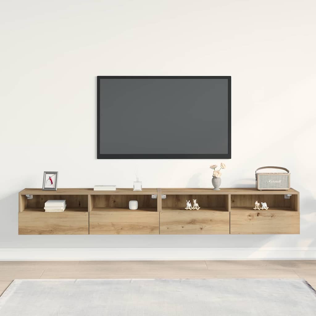 TV Wall Cabinet 2 pcs Artisan oak 100x30x30cm Engineered Wood