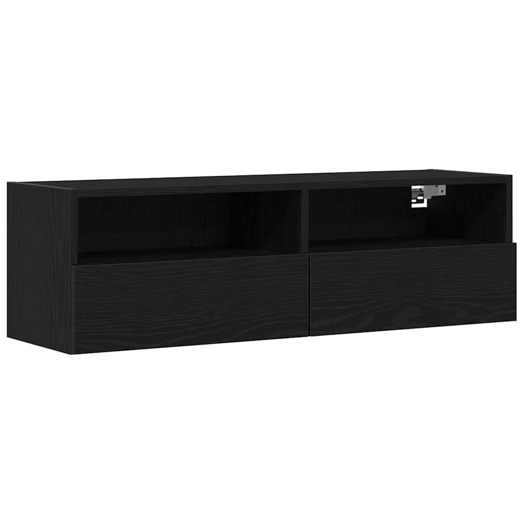 TV Wall Cabinet Black Oak 100x30x30cm Engineered Wood