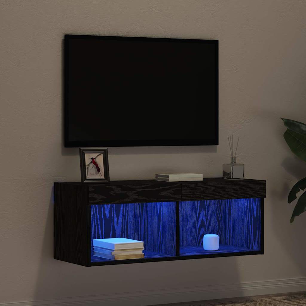 TV Cabinet Black Oak 80 x 30 x 30 cm Engineered Wood