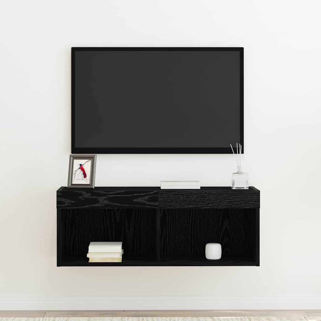 TV Cabinet Black Oak 80 x 30 x 30 cm Engineered Wood
