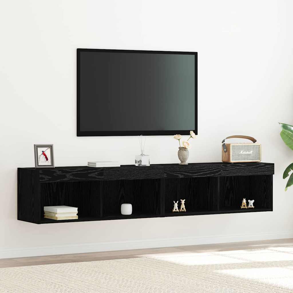 TV Cabinet 2 pcs Black oak 80 x 30 x 30 cm Engineered Wood