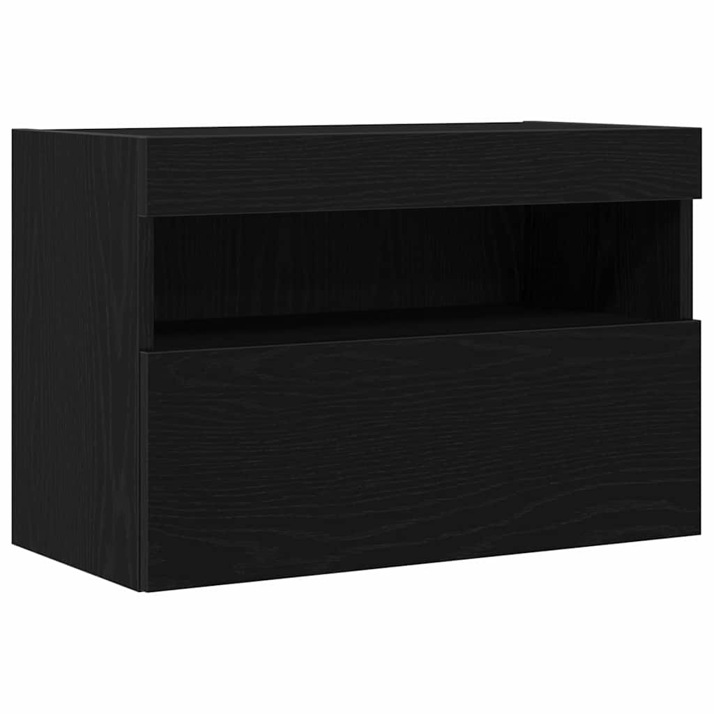 TV Wall Cabinet Black oak 60 x 30 x 40 cm Engineered wood