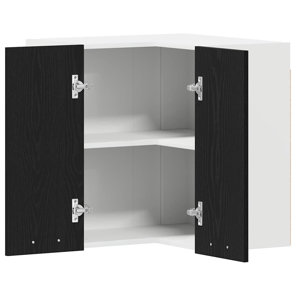 Hanging Corner Cabinet with Shelf Black oak 57 x 57 x 60 cm