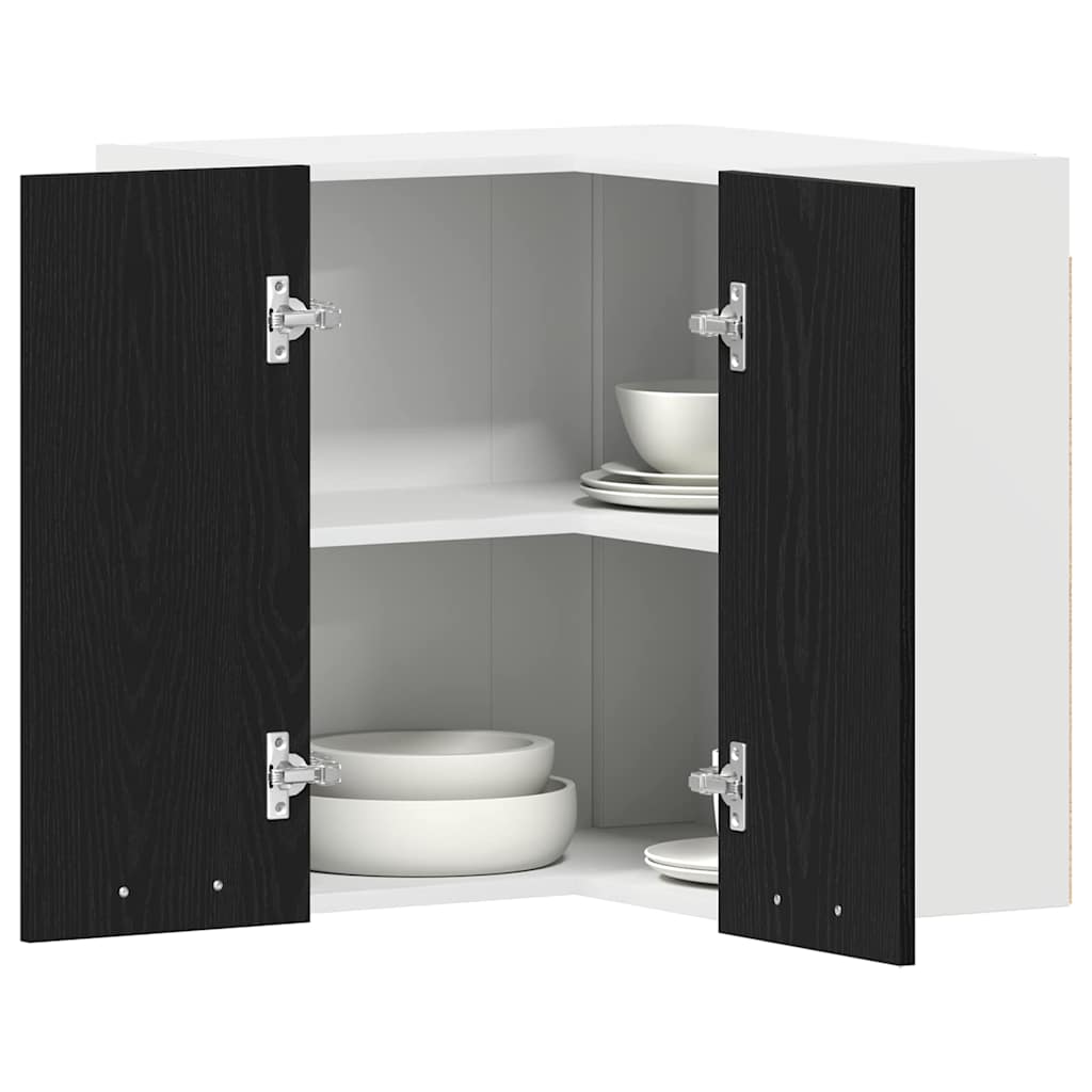 Hanging Corner Cabinet with Shelf Black oak 57 x 57 x 60 cm