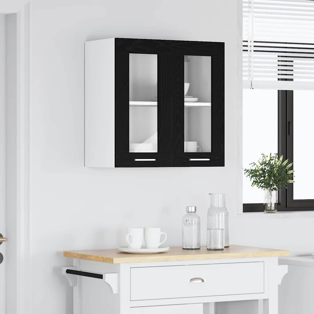 Hanging Glass Cabinet with Shelf Riga Black oak 60 x 31 x 60 cm