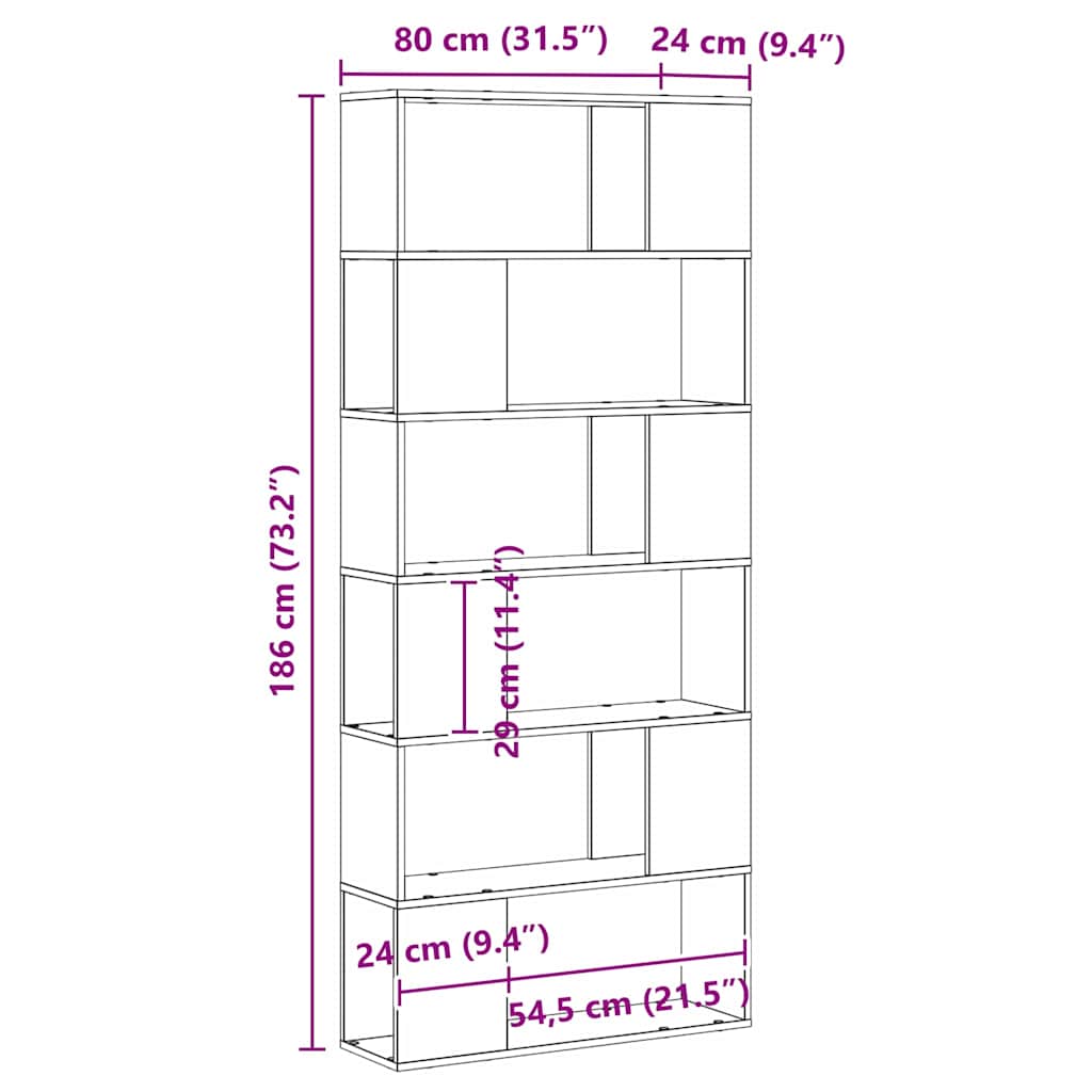 Entertainment Center Black 80 x 24 x 186 cm Engineered wood