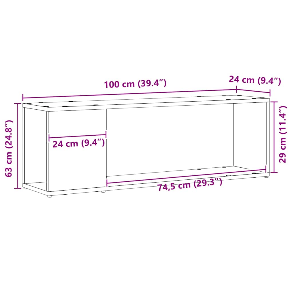 Entertainment Center Black 100 x 24 x 32 cm Engineered wood