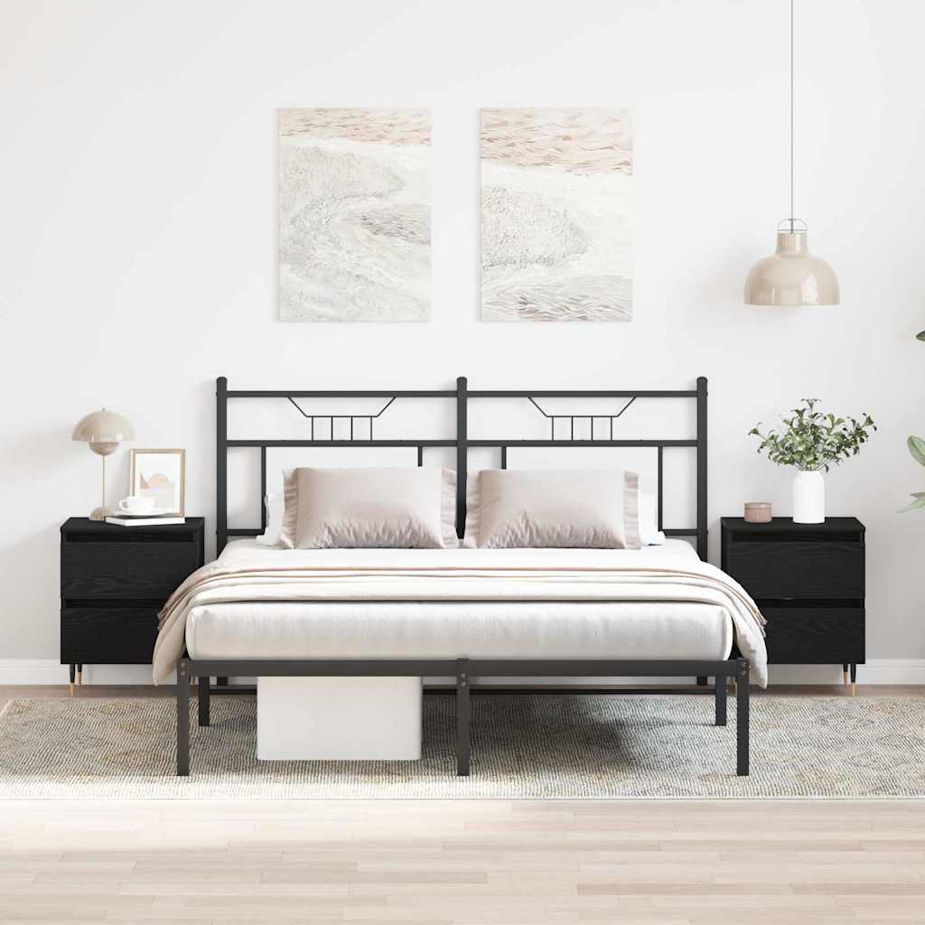 Bedside Cabinet 2 pcs Black oak 40 x 35 x 50 cm Engineered wood