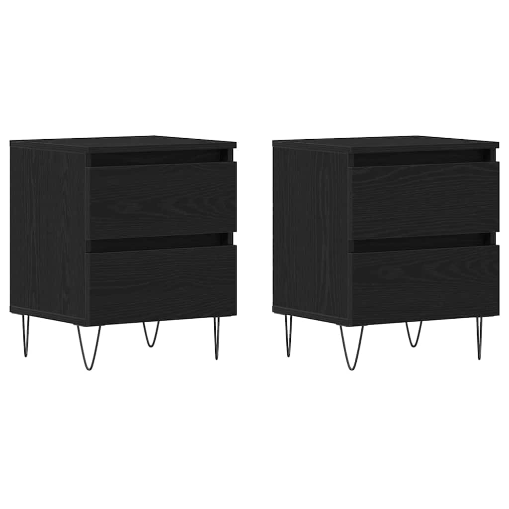 Bedside Cabinet 2 pcs Black oak 40 x 35 x 50 cm Engineered wood