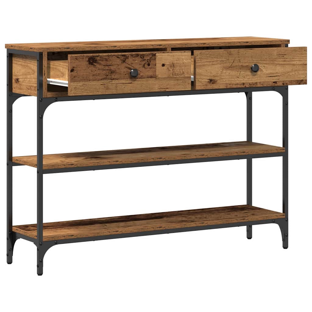 Console Table with Drawer with Shelf Old wood 100 x 25 x 75 cm