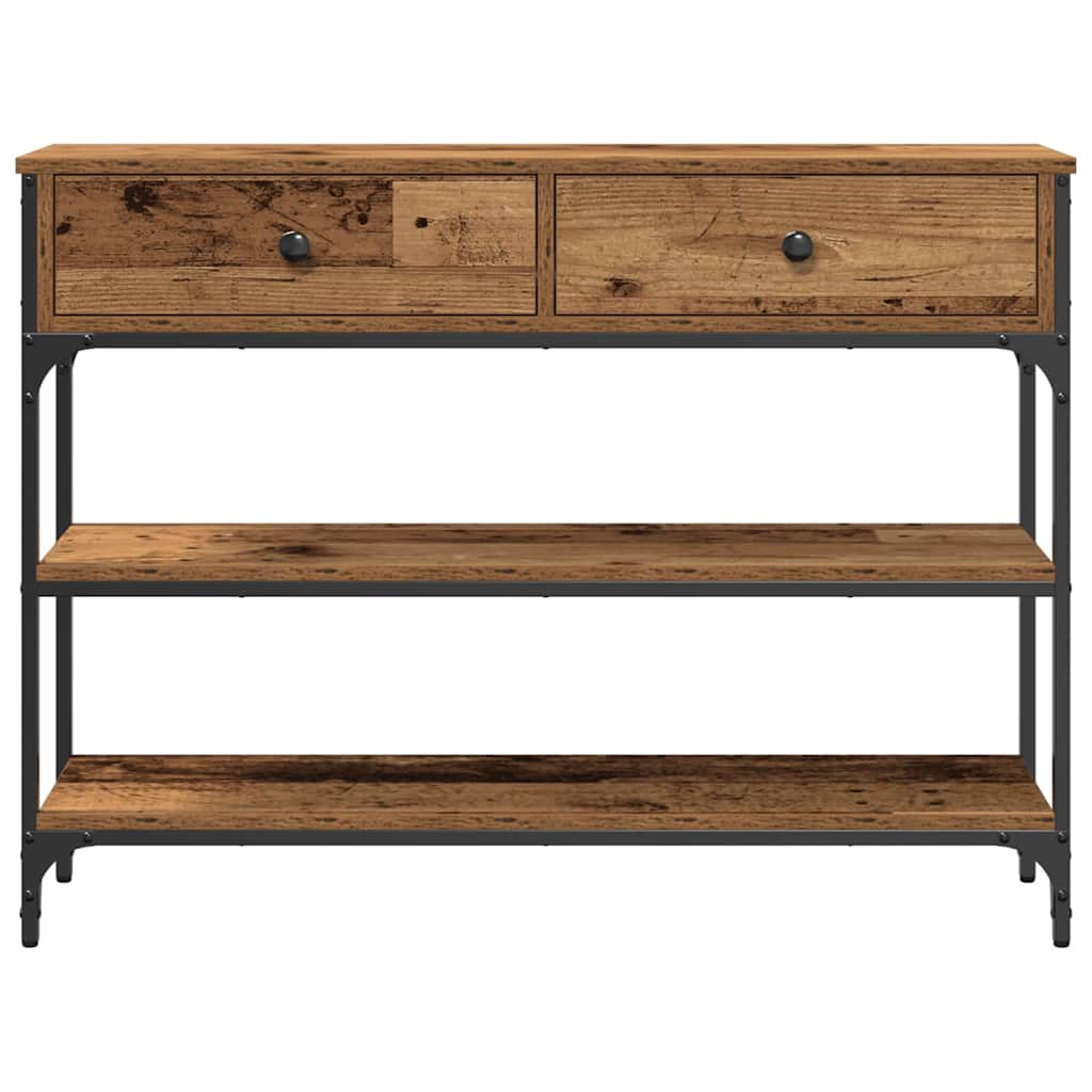 Console Table with Drawer with Shelf Old wood 100 x 25 x 75 cm