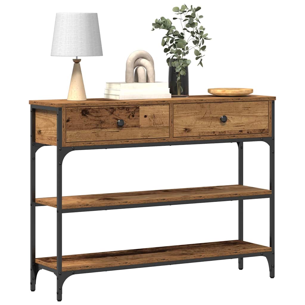 Console Table with Drawer with Shelf Old wood 100 x 25 x 75 cm