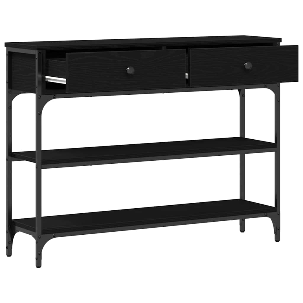 Console Table with Drawer with Shelf Black oak 100 x 25 x 75 cm