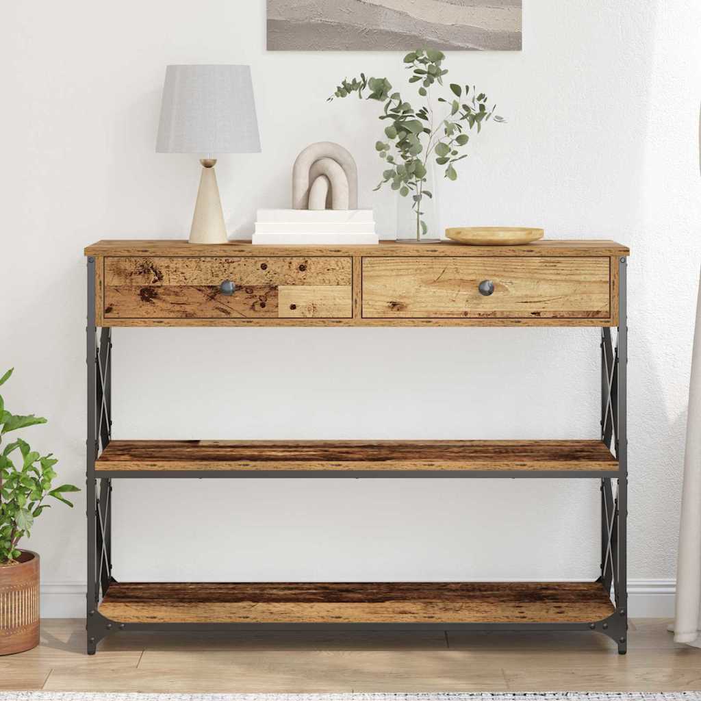 Console Table with Drawer with Shelf Old wood 100 x 28 x 75 cm