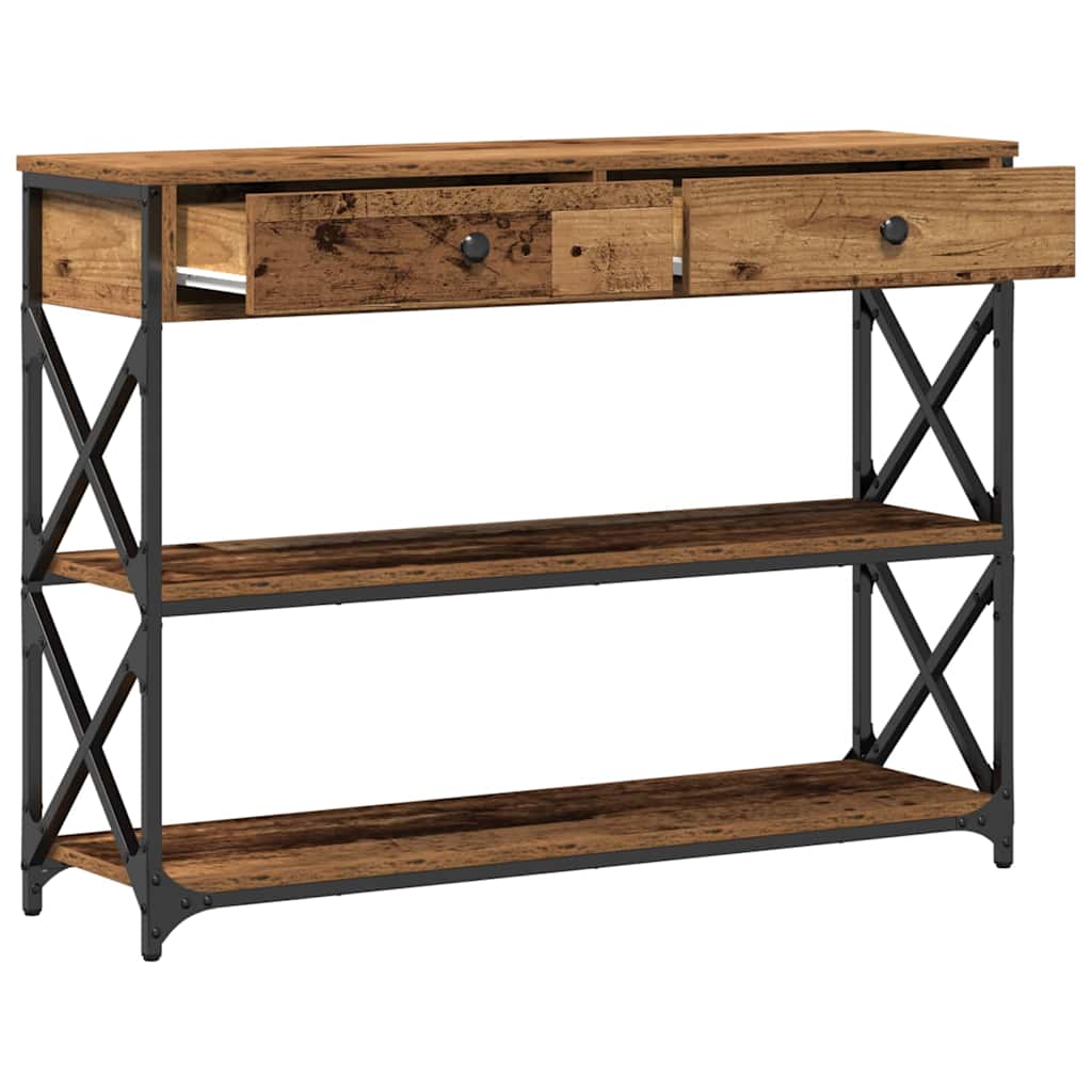 Console Table with Drawer with Shelf Old wood 100 x 28 x 75 cm