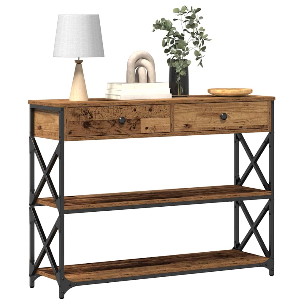 Console Table with Drawer with Shelf Old wood 100 x 28 x 75 cm