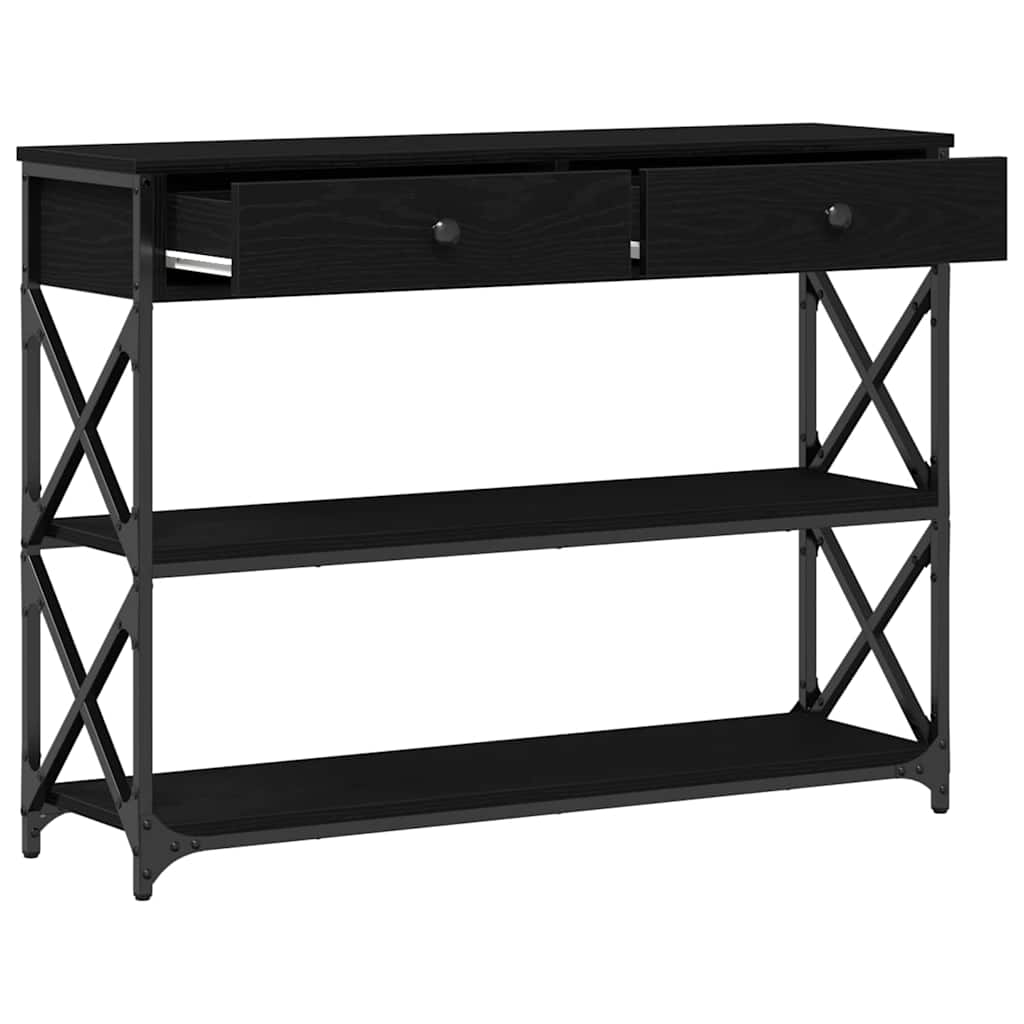 Console Table with Drawer with Shelf Black oak 100 x 28 x 75 cm