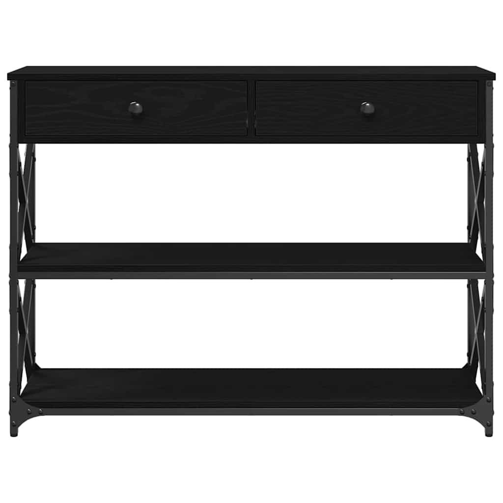 Console Table with Drawer with Shelf Black oak 100 x 28 x 75 cm