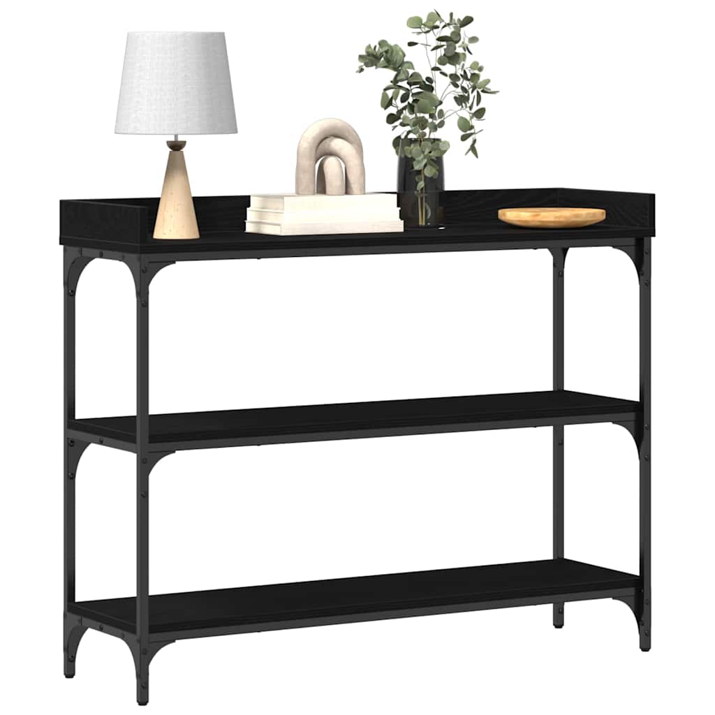 Console Table with Shelf Black oak 100 x 30 x 80 cm