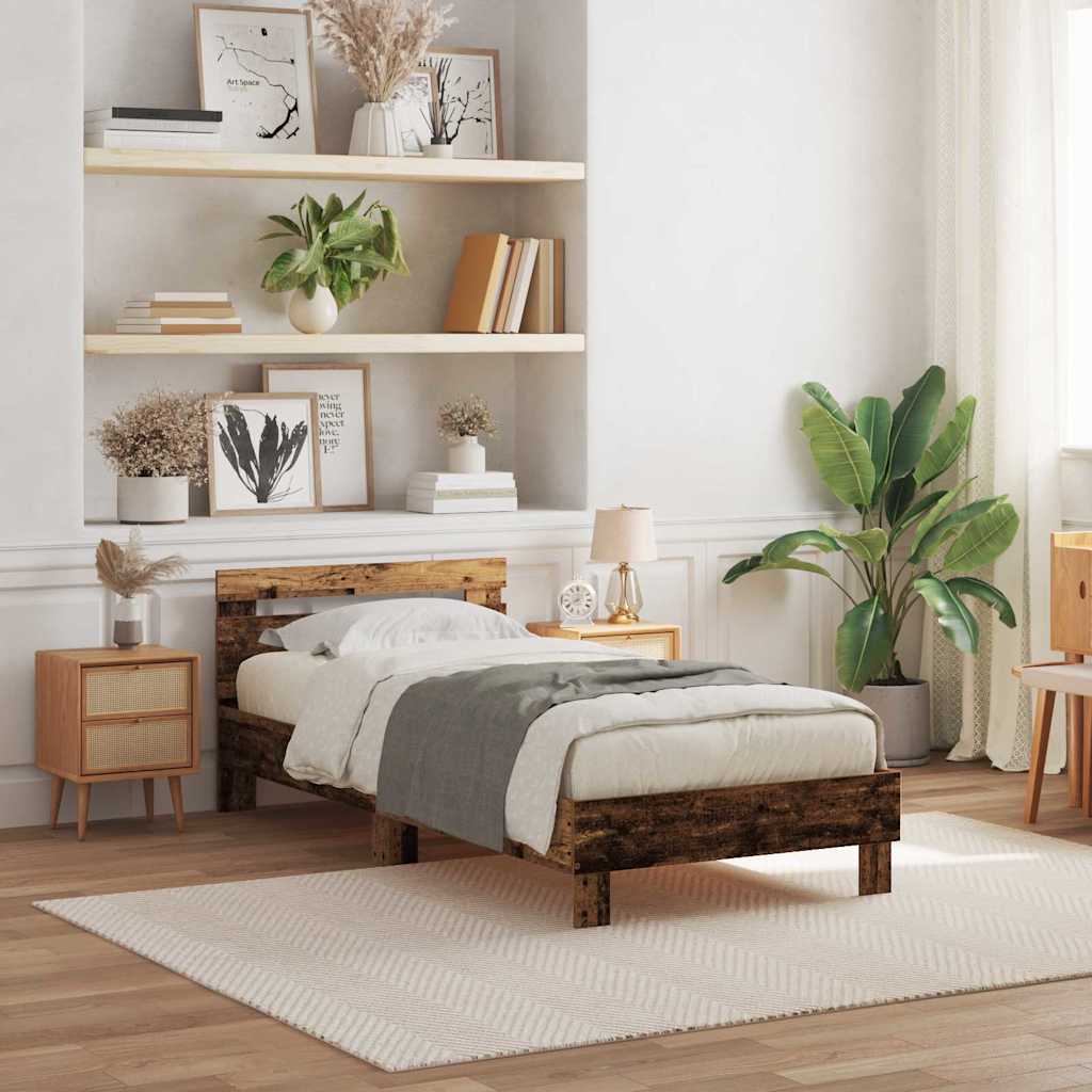 Bed Frame with Headboard Old wood 100 x 200 cm Engineered wood