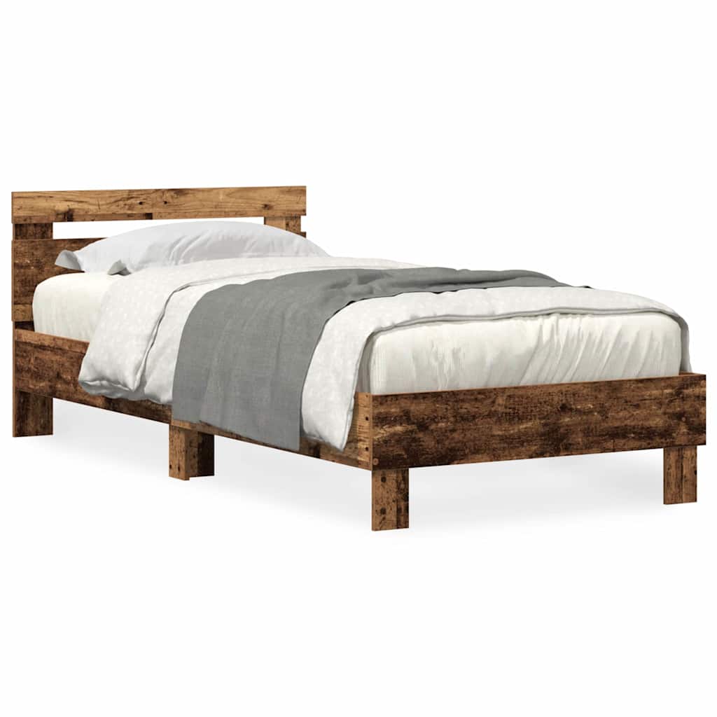 Bed Frame with Headboard Old wood 100 x 200 cm Engineered wood