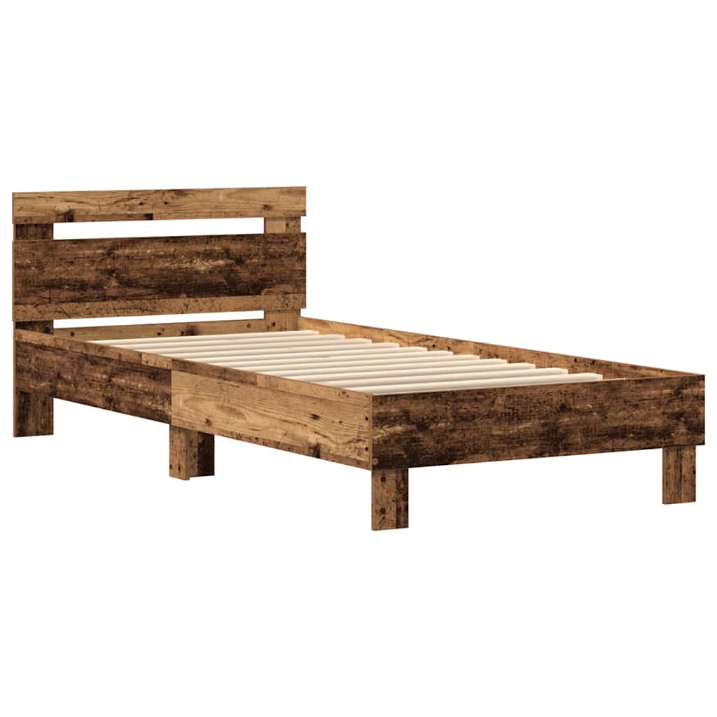 Bed Frame with Headboard Old wood 100 x 200 cm Engineered wood