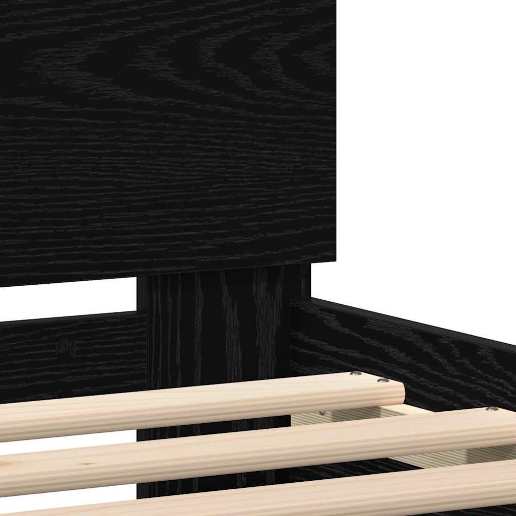 Bed Frame with Headboard Black oak 100 x 200 cm Engineered wood