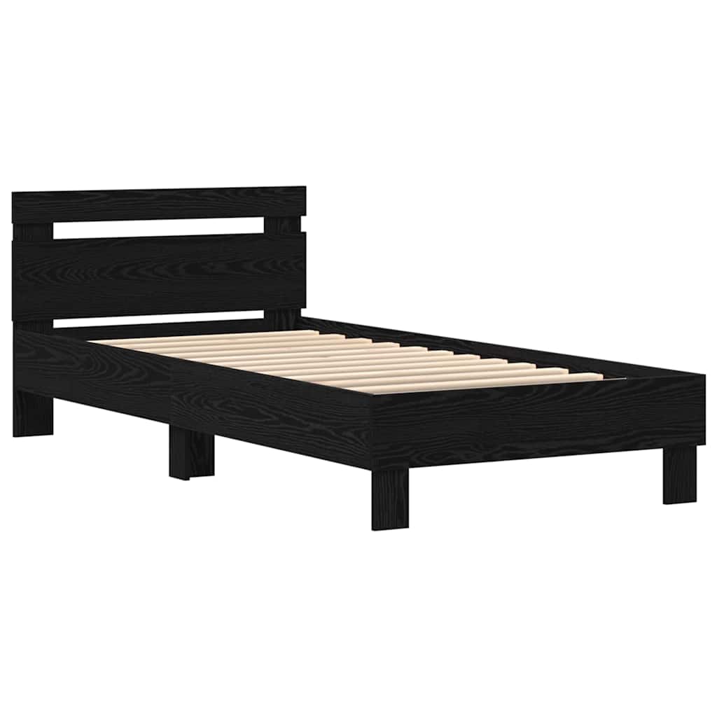 Bed Frame with Headboard Black oak 100 x 200 cm Engineered wood