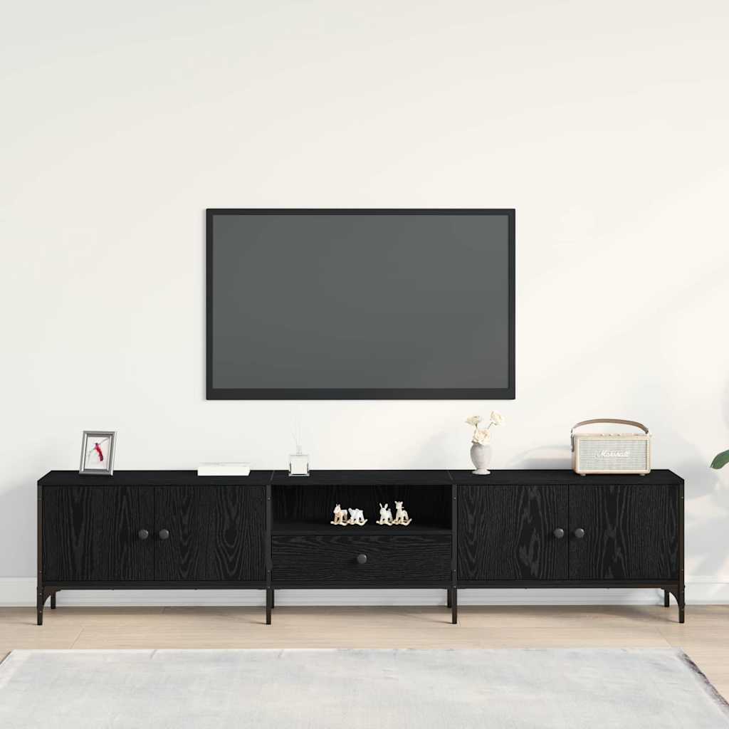 TV Cabinet Black oak 200 x 25 x 44 cm Engineered wood