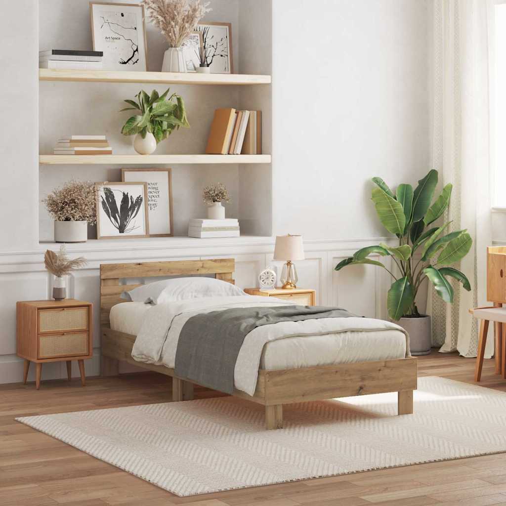 Bed Frame Artisan oak 90 x 200 cm Engineered wood