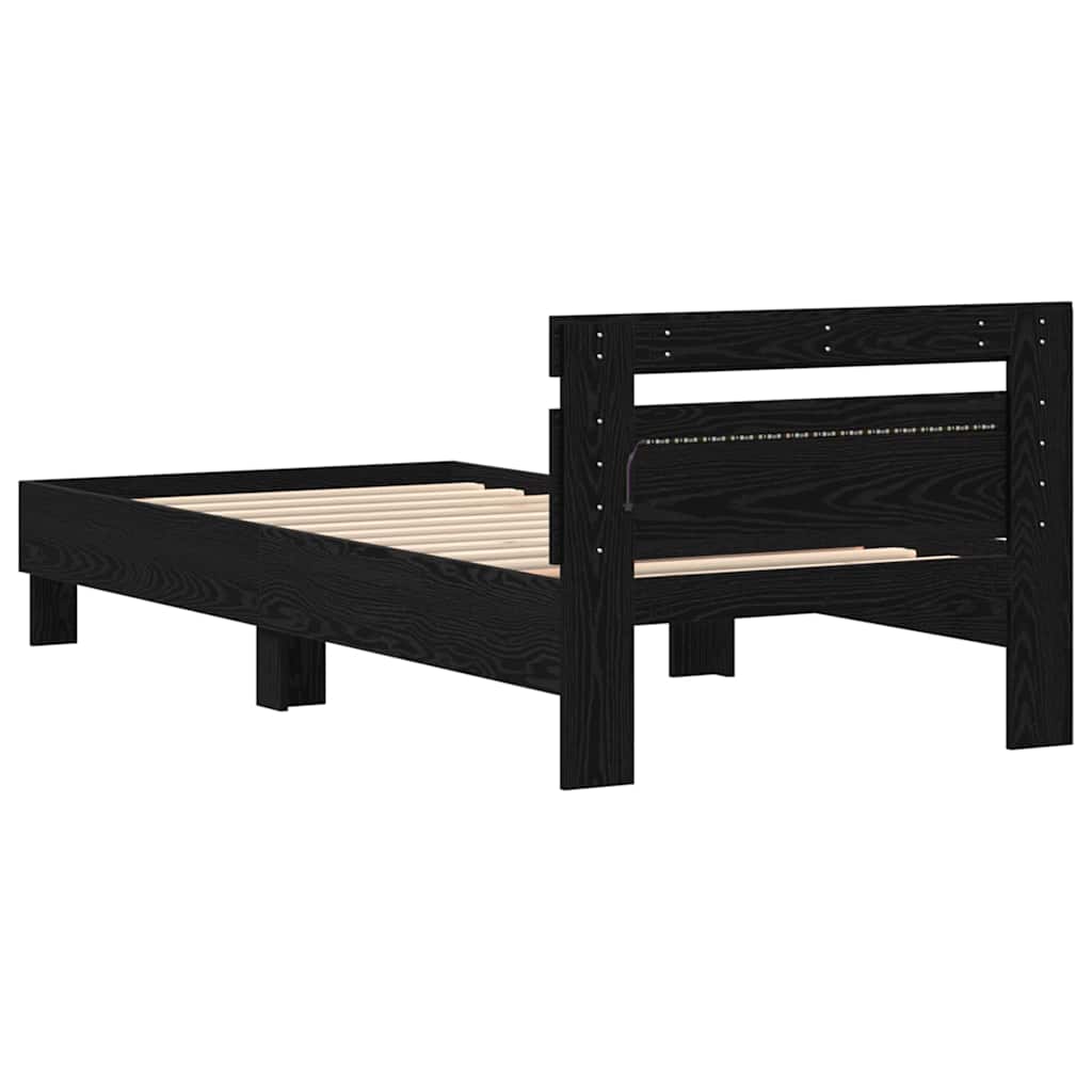 Bed Frame Black oak 90 x 200 cm Engineered wood