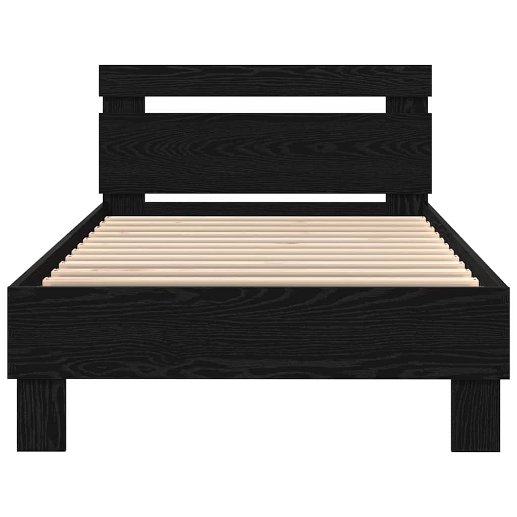Bed Frame Black oak 90 x 200 cm Engineered wood