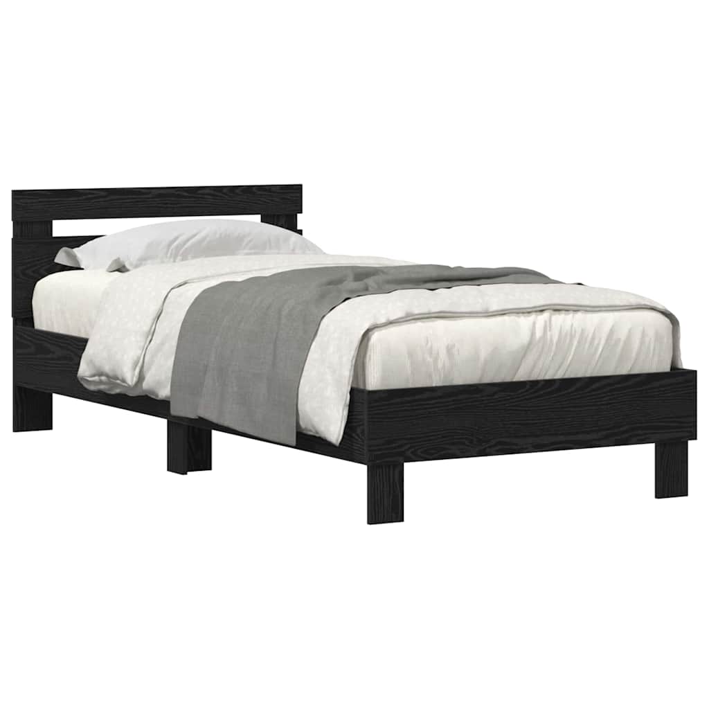 Bed Frame Black oak 90 x 200 cm Engineered wood