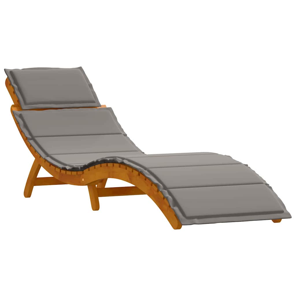 Sun lounger 2 pcs Grey 184 x 55 x 64cm Solid Acacia wood