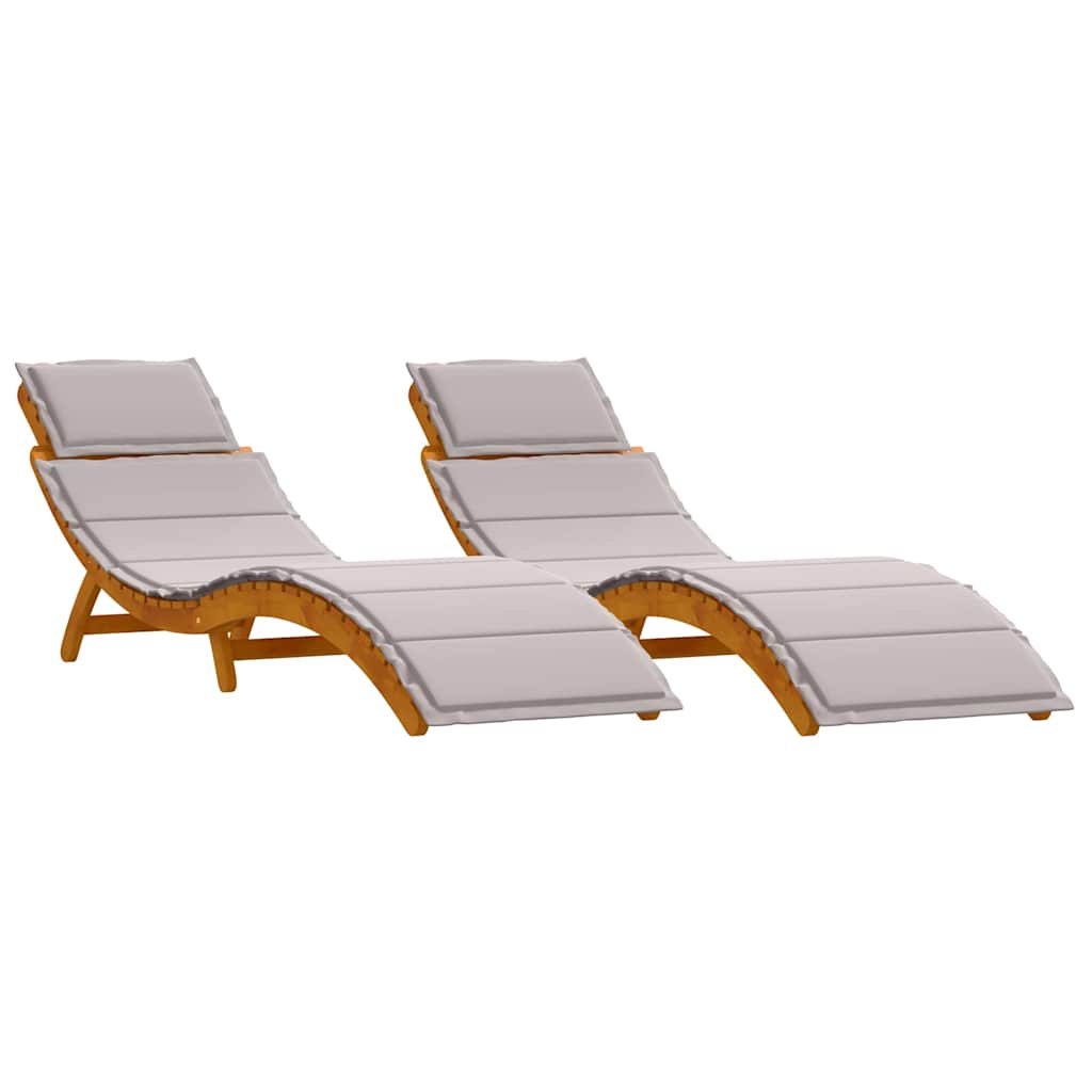 Sun lounger 2 pcs Taupe 184 x 55 x 64cm Solid Acacia wood