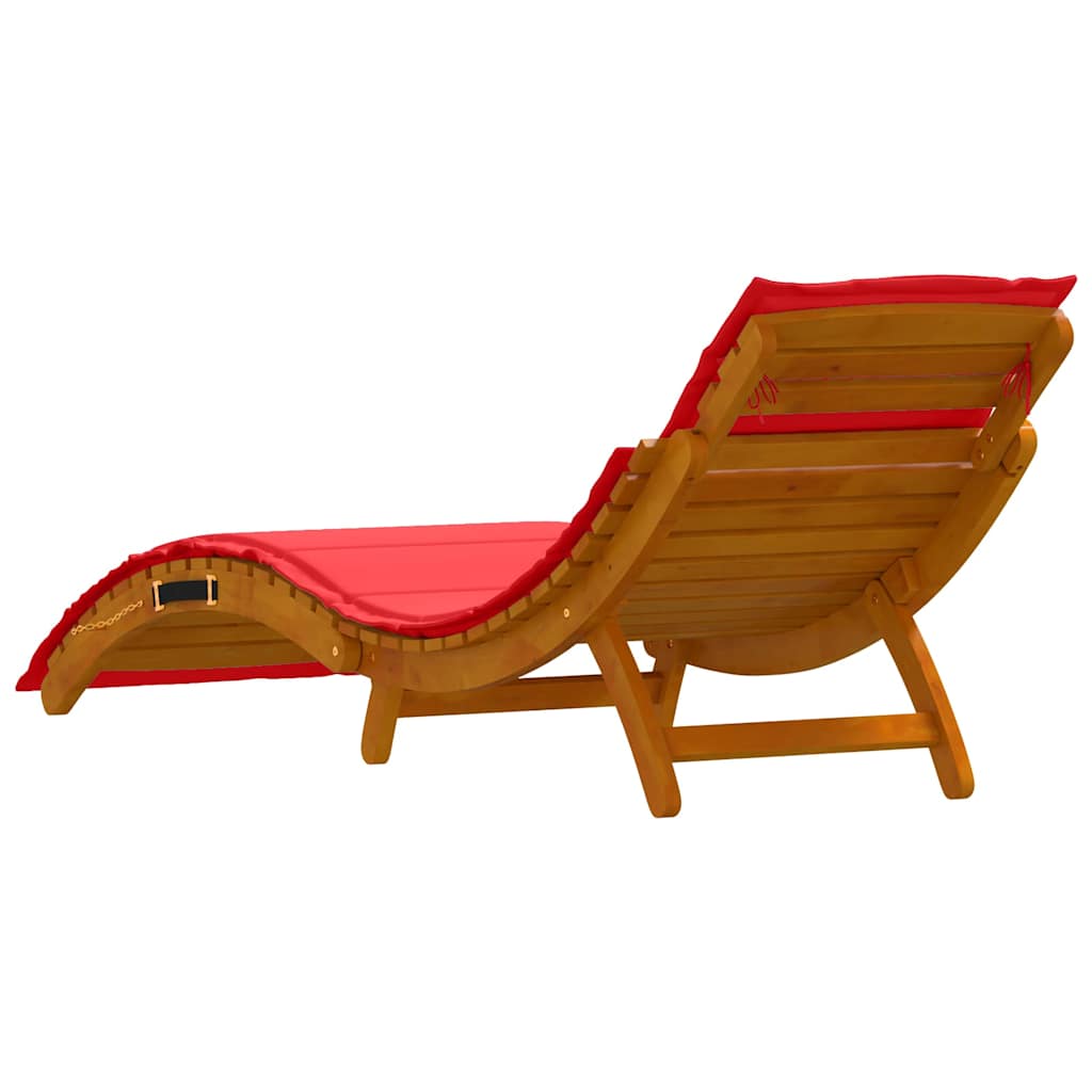 Sun lounger 2 pcs Red 184 x 55 x 64cm Solid Acacia wood