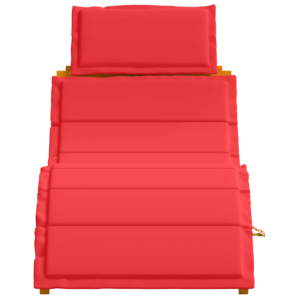 Sun lounger 2 pcs Red 184 x 55 x 64cm Solid Acacia wood