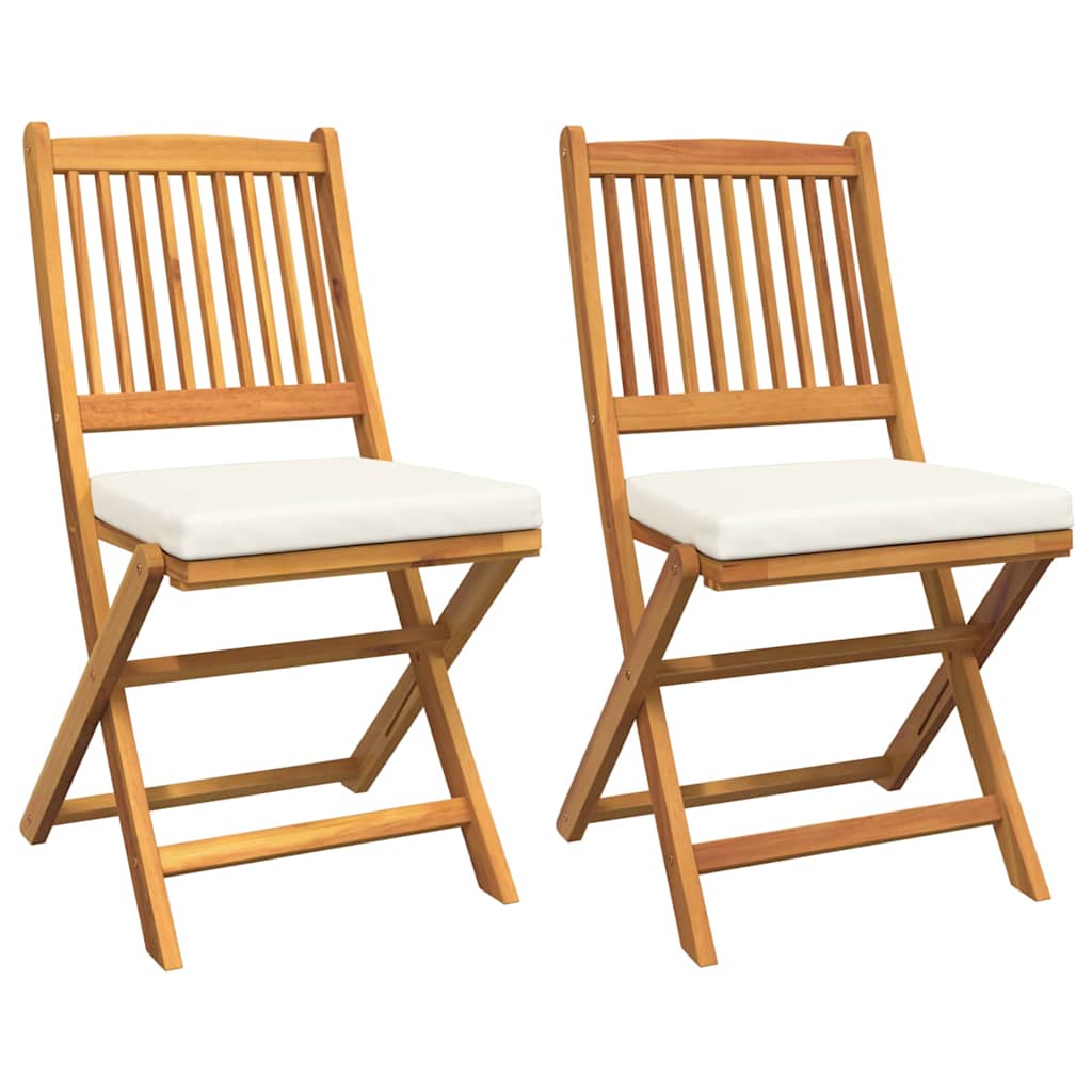 Folding Chair 2 pcs White 49 x 57.5 x 92cm Solid Acacia wood