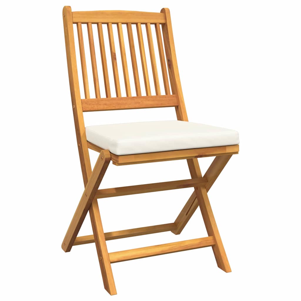 Folding Chair 2 pcs White 49 x 57.5 x 92cm Solid Acacia wood