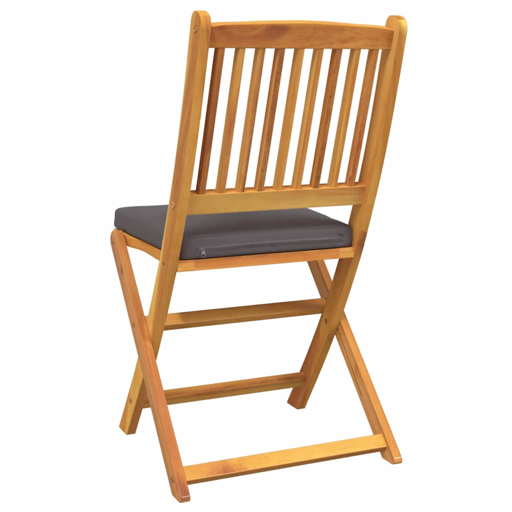 Folding Chair 2 pcs Grey 49 x 57.5 x 92cm Solid Acacia wood