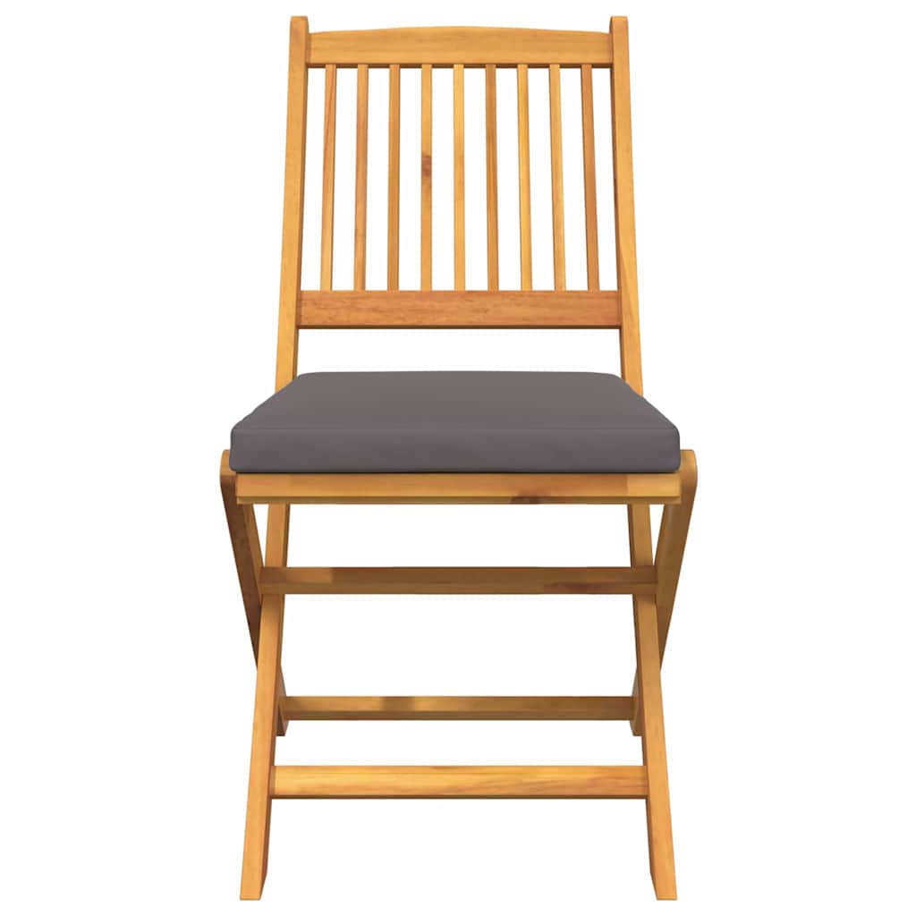 Folding Chair 2 pcs Grey 49 x 57.5 x 92cm Solid Acacia wood